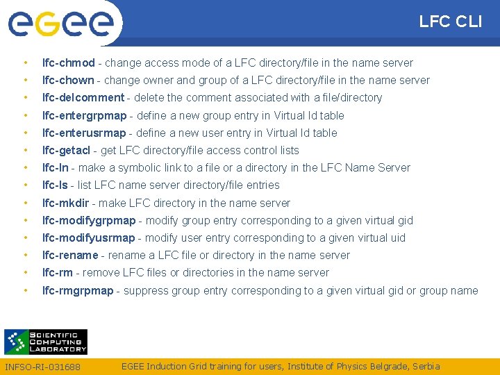 LFC CLI • lfc-chmod - change access mode of a LFC directory/file in the