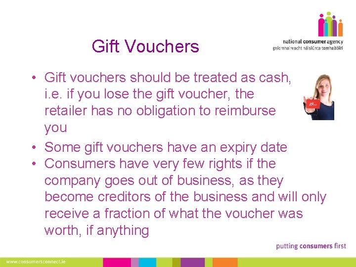 Gift Vouchers • Gift vouchers should be treated as cash, i. e. if you