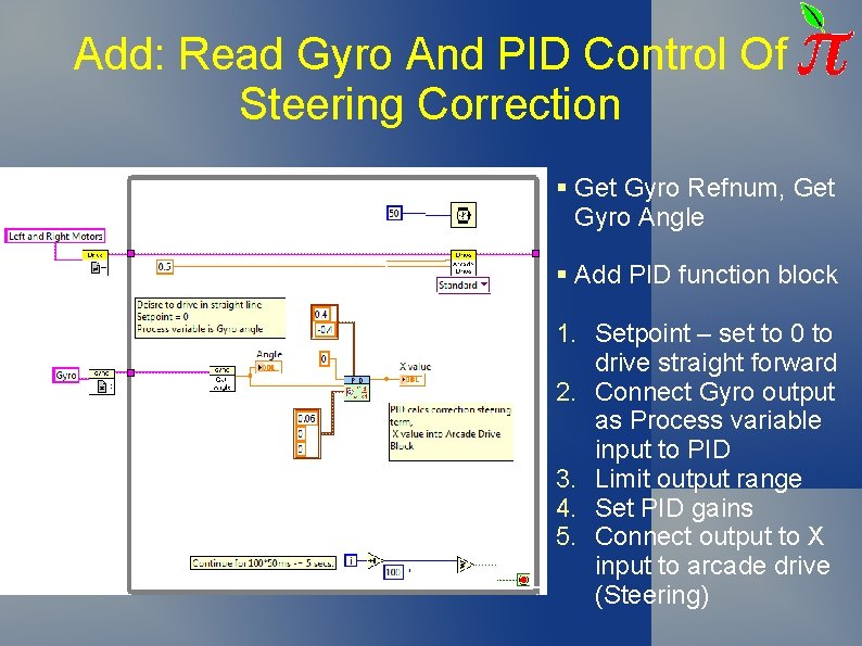 Add: Read Gyro And PID Control Of Steering Correction § Get Gyro Refnum, Get Add: Read Gyro And PID Control Of Steering Correction § Get Gyro Refnum, Get