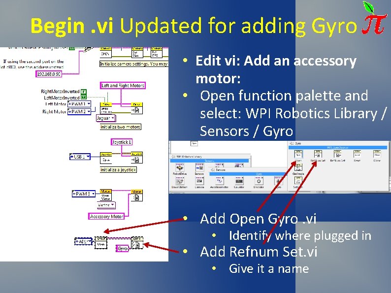 Begin. vi Updated for adding Gyro • Edit vi: Add an accessory motor: • Begin. vi Updated for adding Gyro • Edit vi: Add an accessory motor: •