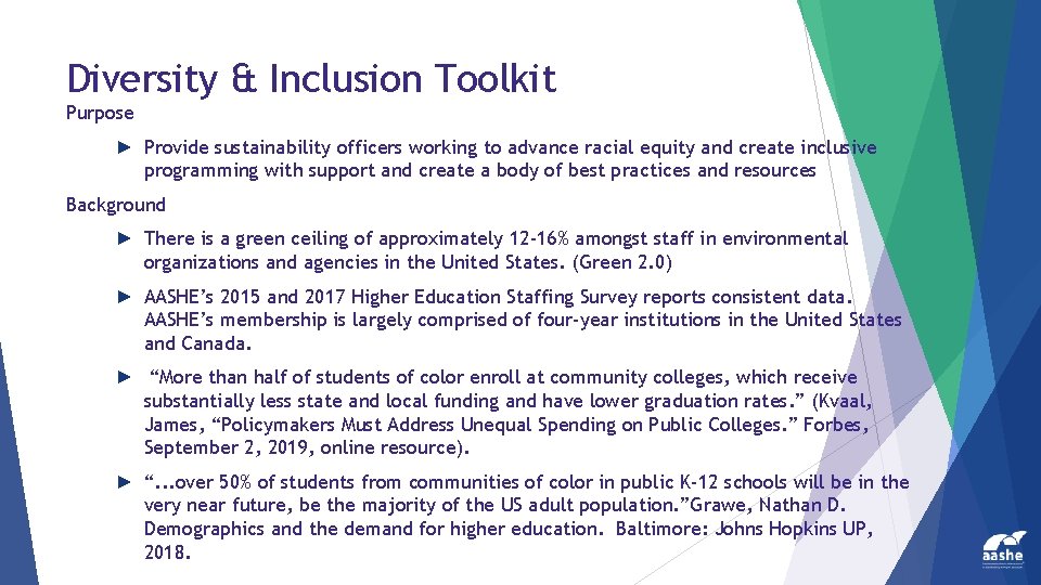 Diversity & Inclusion Toolkit Purpose ► Provide sustainability officers working to advance racial equity