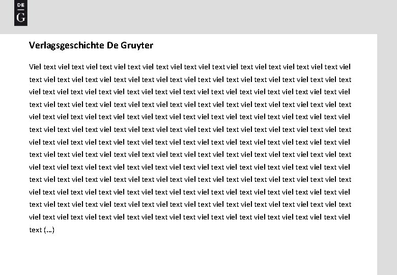 Verlagsgeschichte De Gruyter Viel text viel text viel text viel text viel text viel