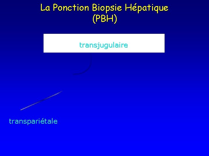 La Ponction Biopsie Hépatique (PBH) transjugulaire transpariétale 