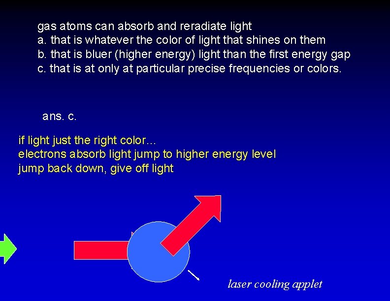 gas atoms can absorb and reradiate light a. that is whatever the color of