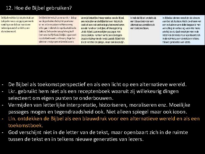 12. Hoe de Bijbel gebruiken? - De Bijbel als toekomstperspectief en als een licht