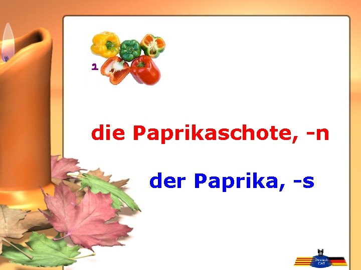 die Paprikaschote, -n der Paprika, -s 