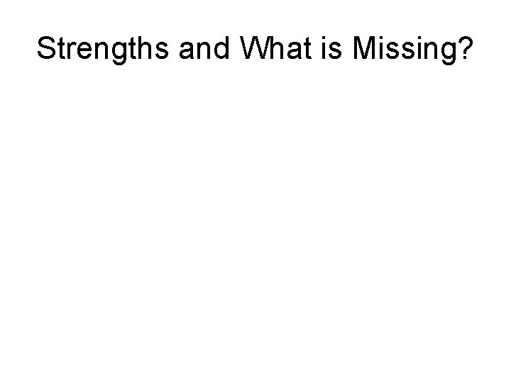 Strengths and What is Missing? 