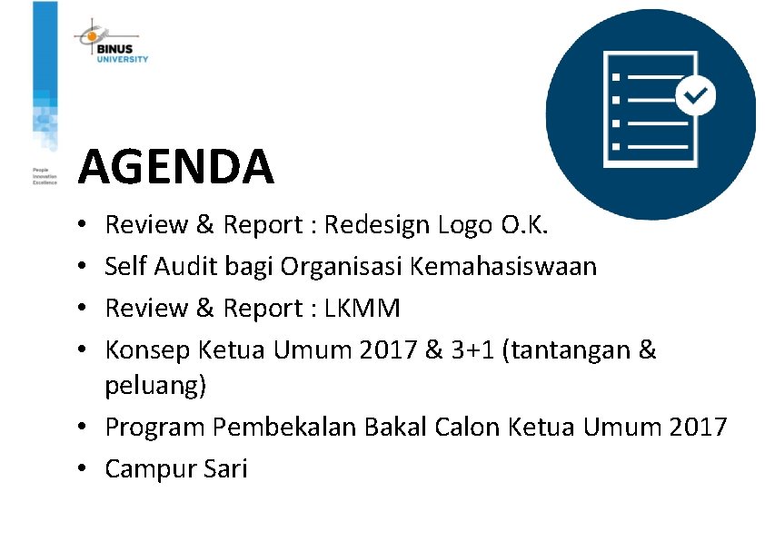 AGENDA Review & Report : Redesign Logo O. K. Self Audit bagi Organisasi Kemahasiswaan