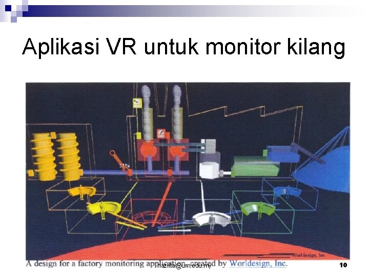 Aplikasi VR untuk monitor kilang nazlita@um. edu. my 10 