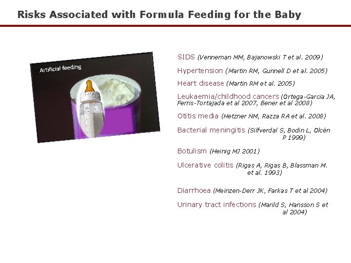 Risks Associated with Formula Feeding for the Baby SIDS (Venneman MM, Bajanowski T et Risks Associated with Formula Feeding for the Baby SIDS (Venneman MM, Bajanowski T et