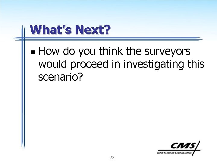 What’s Next? n How do you think the surveyors would proceed in investigating this