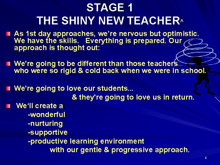 STAGE 1 THE SHINY NEW TEACHER^ As 1 st day approaches, we’re nervous but