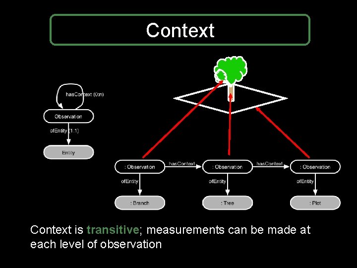 Context is transitive; measurements can be made at each level of observation Context is transitive; measurements can be made at each level of observation