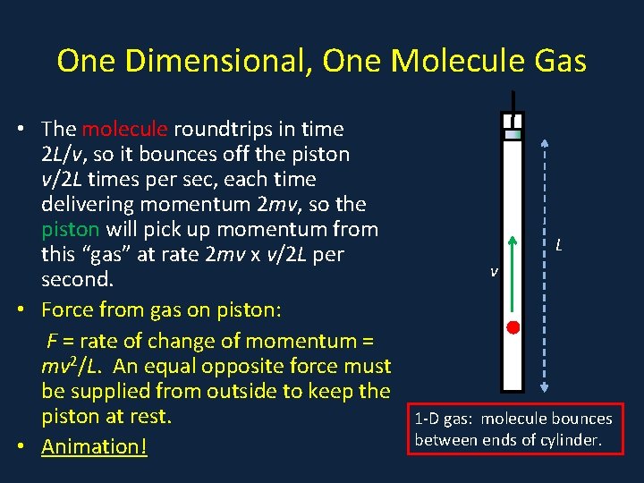 One Dimensional, One Molecule Gas • V • The molecule roundtrips in time 2