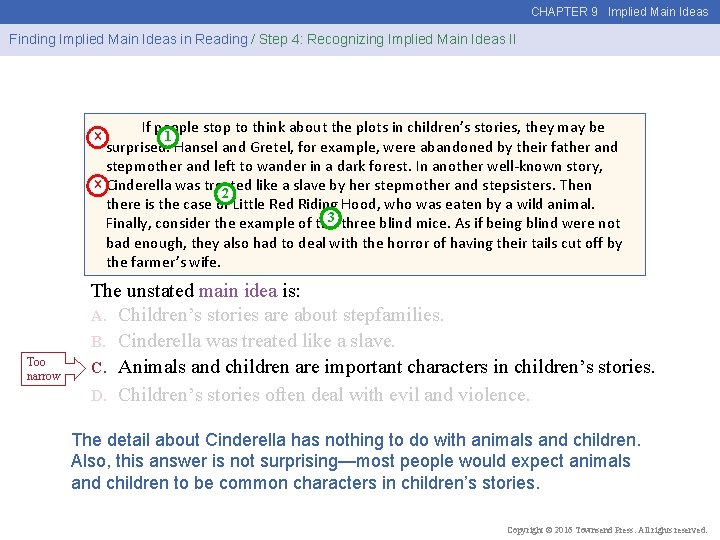 CHAPTER 9 Implied Main Ideas Finding Implied Main Ideas in Reading / Step 4: