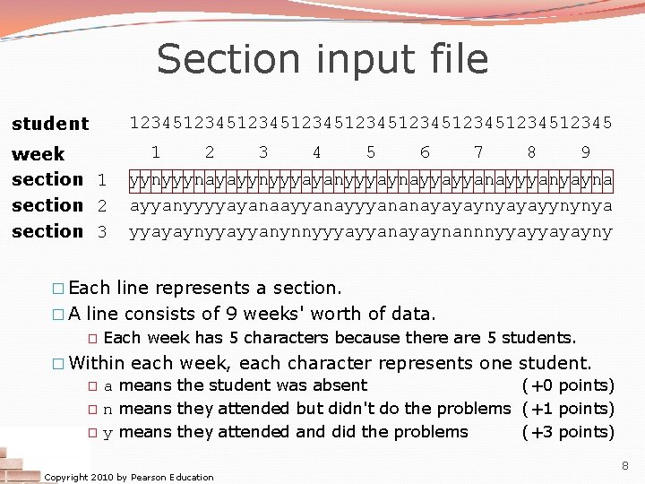 Section input file student 1234512345123451234512345 week section 1 section 2 section 3 1 2
