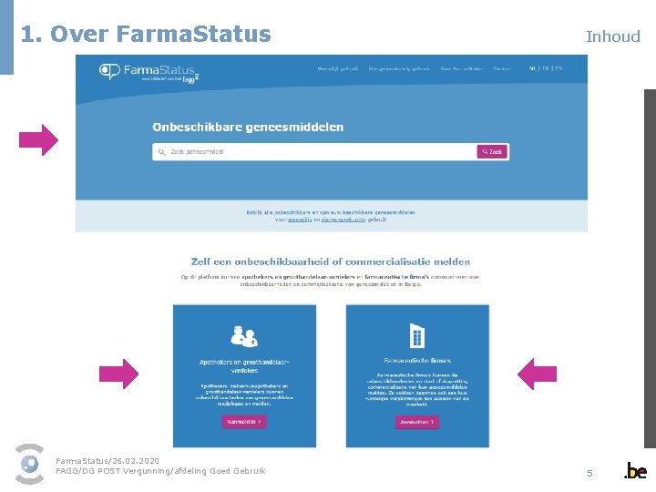 1. Over Farma. Status/26. 02. 2020 FAGG/DG POST Vergunning/afdeling Goed Gebruik Inhoud 5 