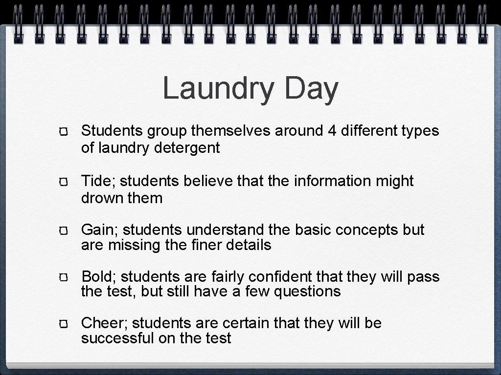 Laundry Day Students group themselves around 4 different types of laundry detergent Tide; students Laundry Day Students group themselves around 4 different types of laundry detergent Tide; students