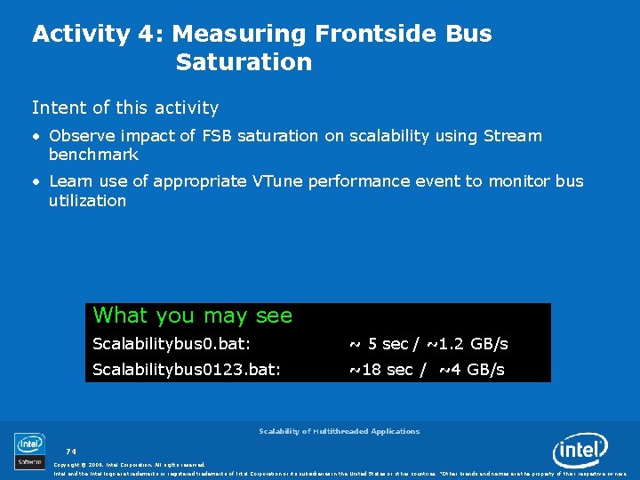 Activity 4: Measuring Frontside Bus Saturation Intent of this activity • Observe impact of