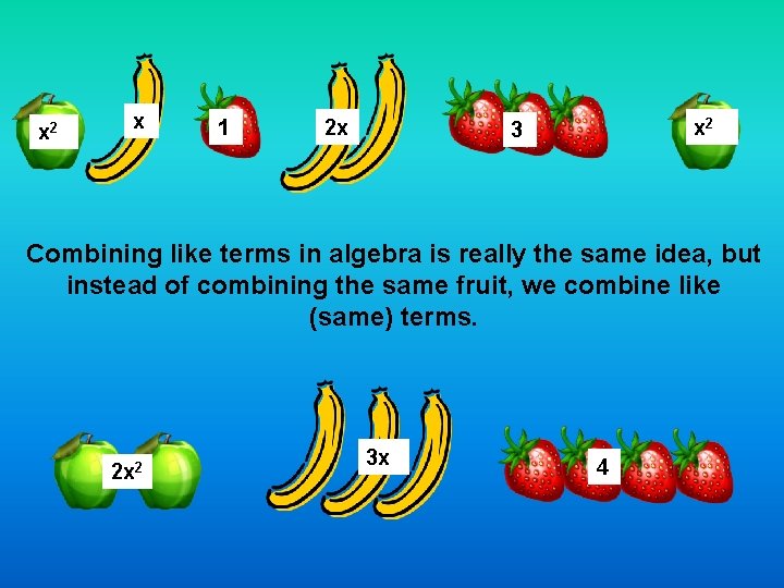 x 2 x 1 2 x x 2 3 Combining like terms in algebra