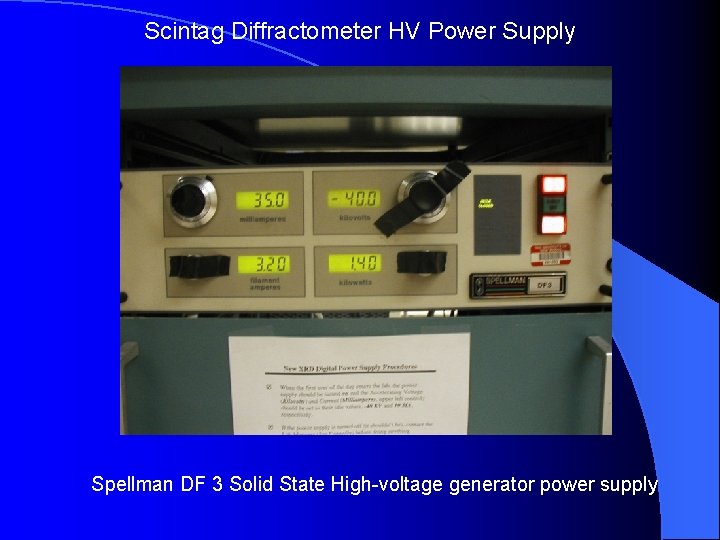Scintag Diffractometer HV Power Supply Spellman DF 3 Solid State High-voltage generator power supply