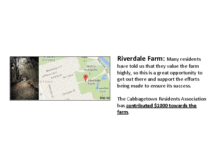 Riverdale Farm: Many residents have told us that they value the farm highly, so