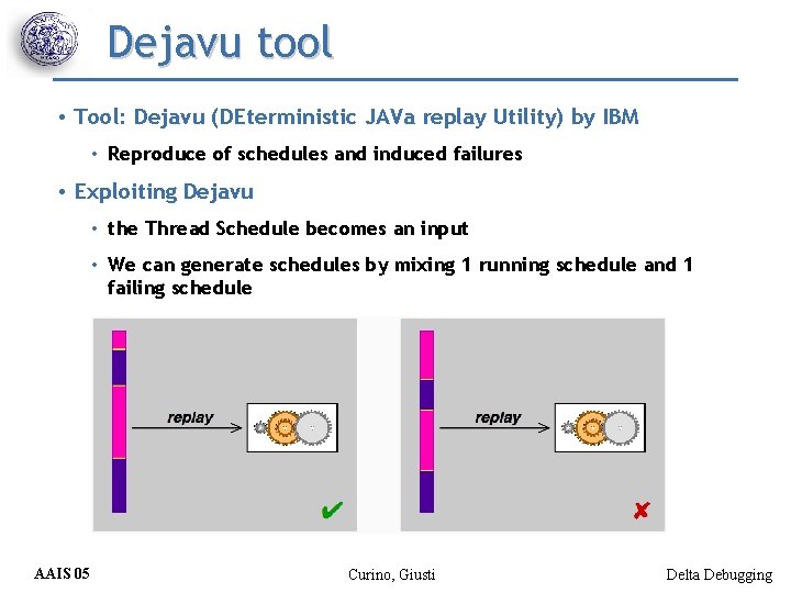 Dejavu tool • Tool: Dejavu (DEterministic JAVa replay Utility) by IBM • Reproduce of