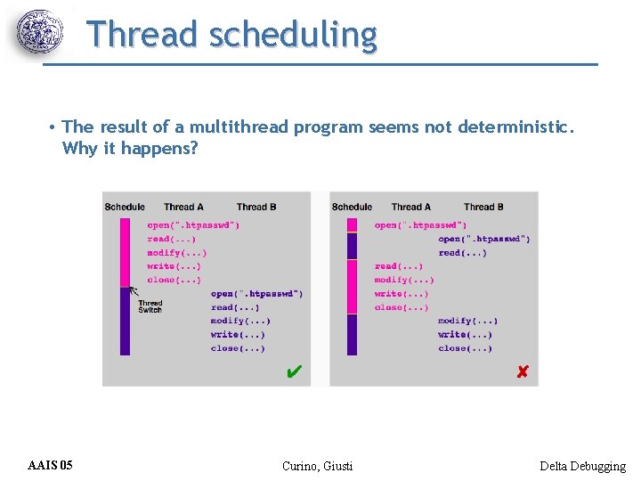 Thread scheduling • The result of a multithread program seems not deterministic. Why it