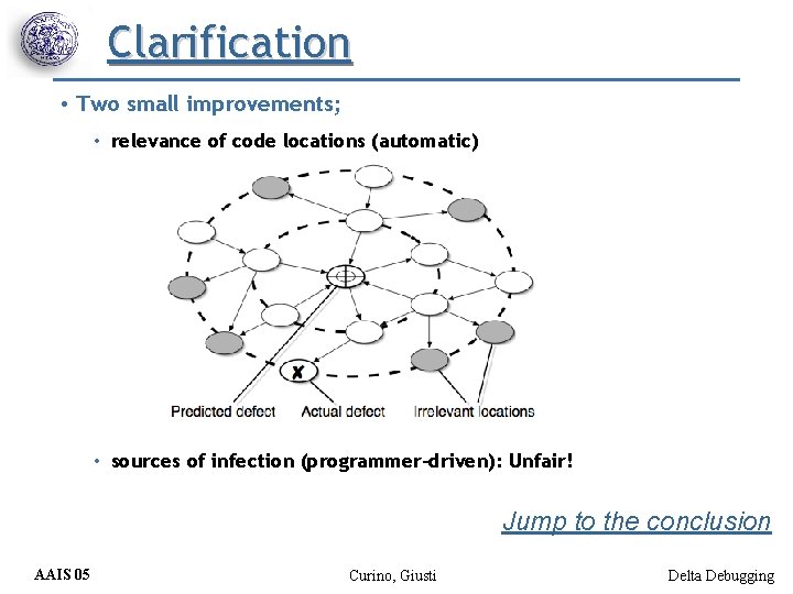 Clarification • Two small improvements; • relevance of code locations (automatic) • sources of