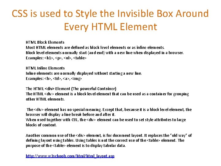 CSS is used to Style the Invisible Box Around Every HTML Element HTML Block