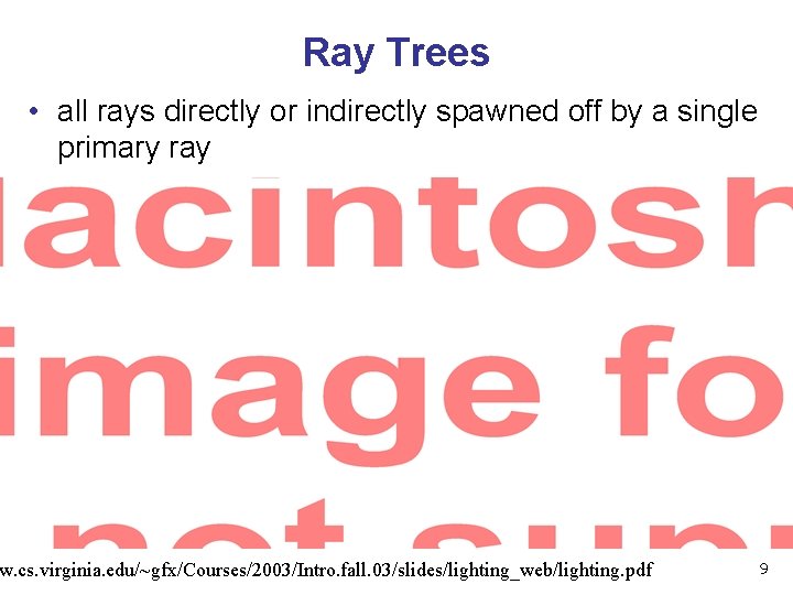 Ray Trees • all rays directly or indirectly spawned off by a single primary