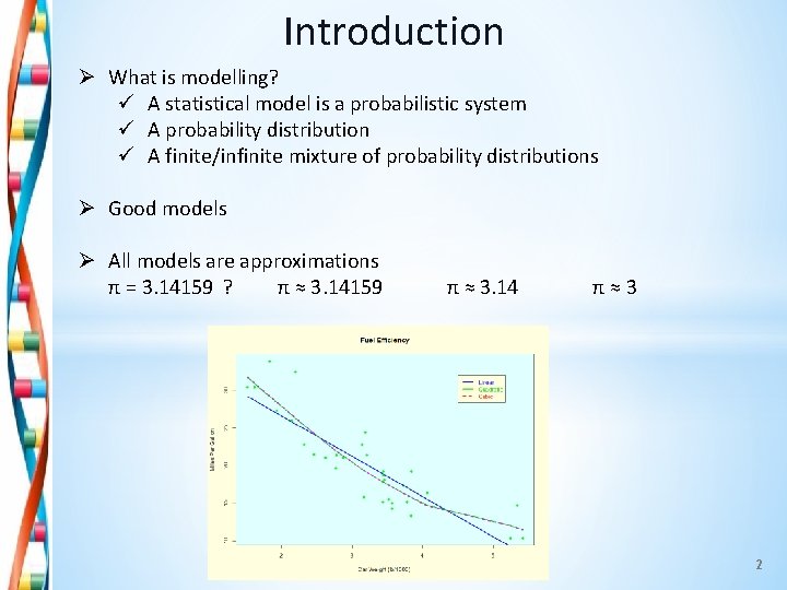 Introduction Ø What is modelling? ü A statistical model is a probabilistic system ü