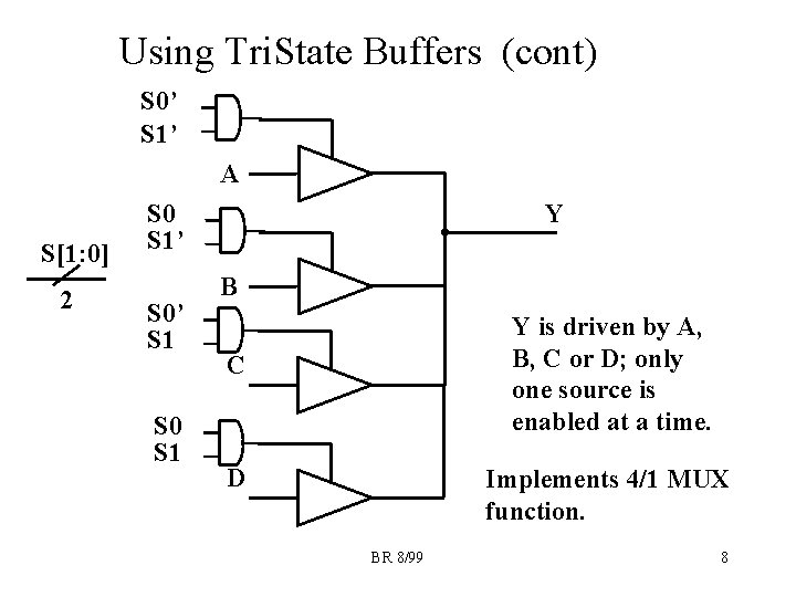 Using Tri. State Buffers (cont) S 0’ S 1’ A S[1: 0] 2 S
