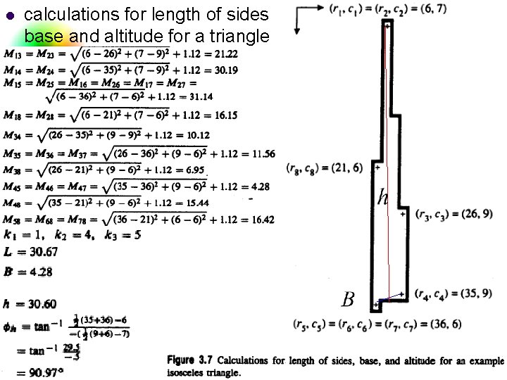 l calculations for length of sides base and altitude for a triangle DC &