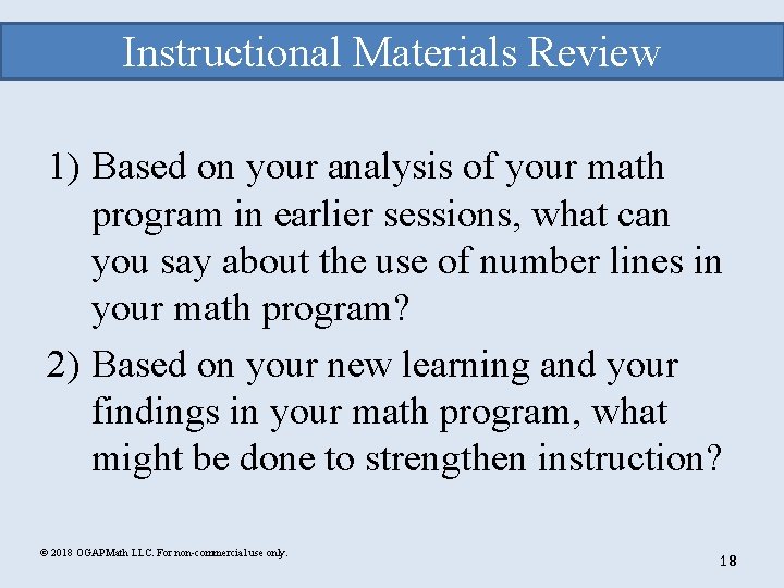 Instructional Materials Review 1) Based on your analysis of your math program in earlier