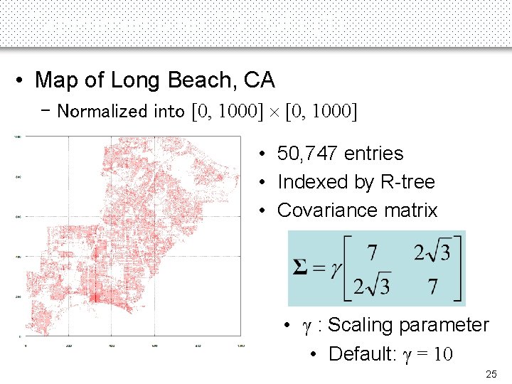 Experiments on 2 D Data (1) • Map of Long Beach, CA – Normalized