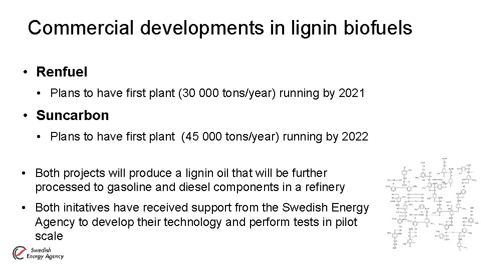 Commercial developments in lignin biofuels • Renfuel • Plans to have first plant (30