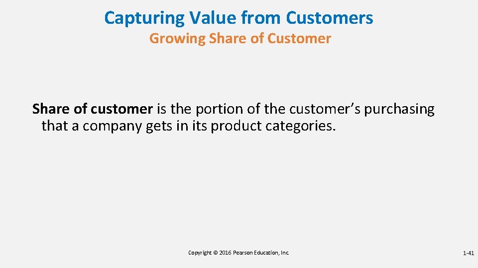 Capturing Value from Customers Growing Share of Customer Share of customer is the portion