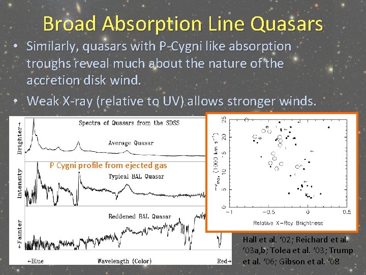 Broad Absorption Line Quasars • Similarly, quasars with P-Cygni like absorption troughs reveal much