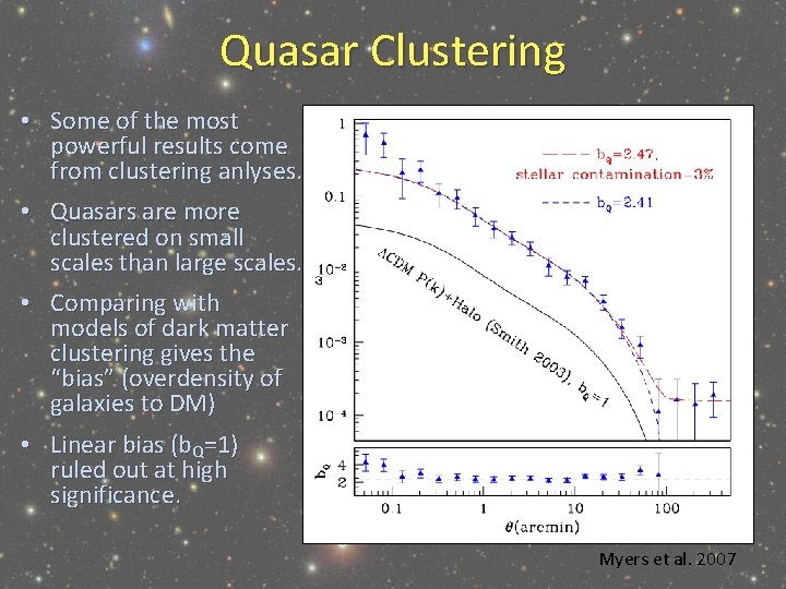 Quasar Clustering • Some of the most powerful results come from clustering anlyses. •