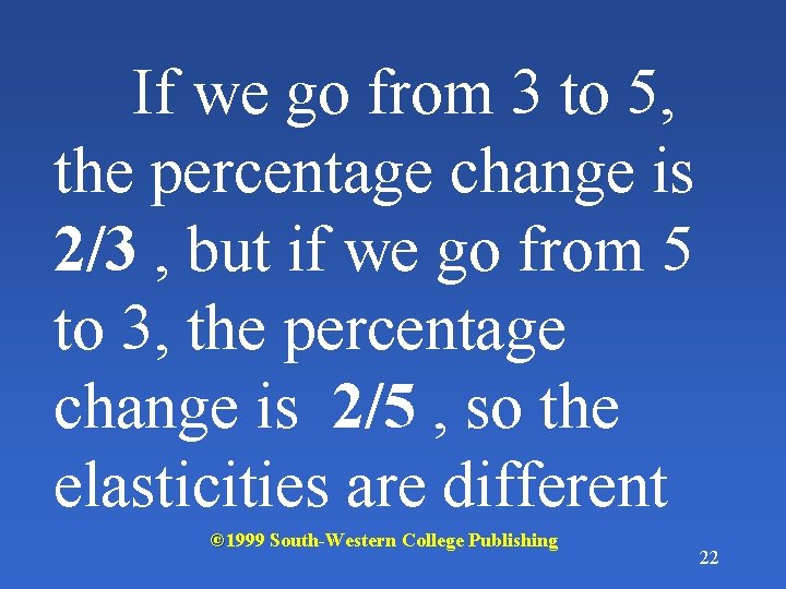If we go from 3 to 5, the percentage change is 2/3 , but