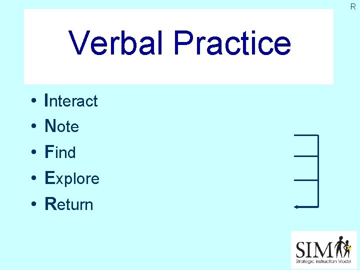 R Verbal Practice • • • Interact Note Find Explore Return 