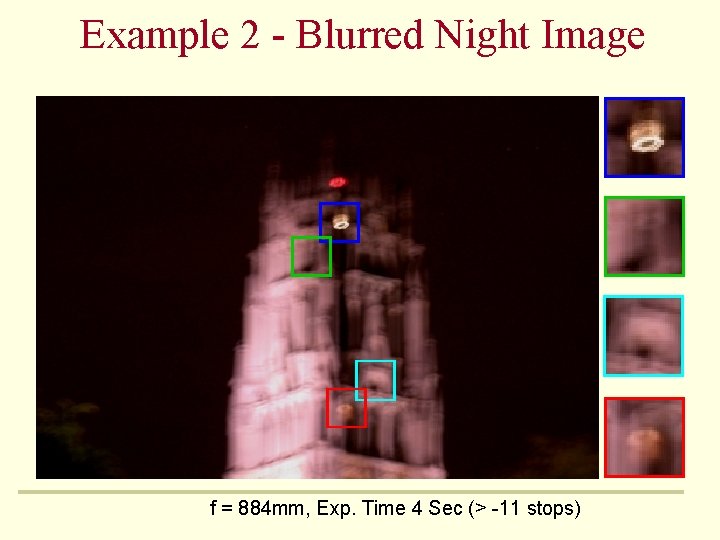 Example 2 - Blurred Night Image f = 884 mm, Exp. Time 4 Sec