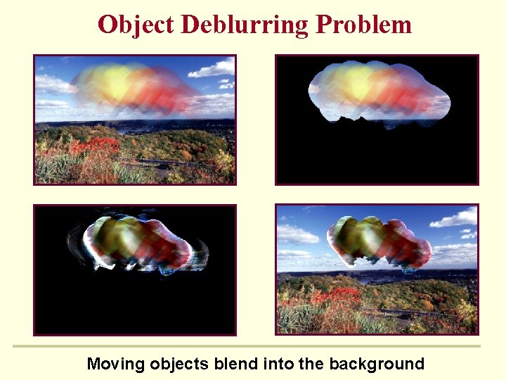 Object Deblurring Problem Moving objects blend into the background 