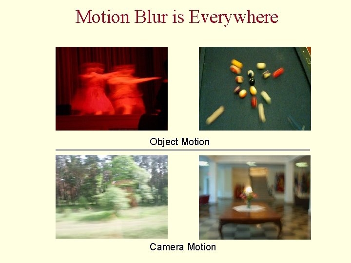 Motion Blur is Everywhere Object Motion Camera Motion 