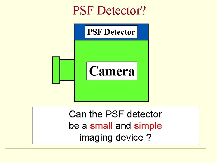 PSF Detector? PSF Detector Camera Can the PSF detector be a small and simple
