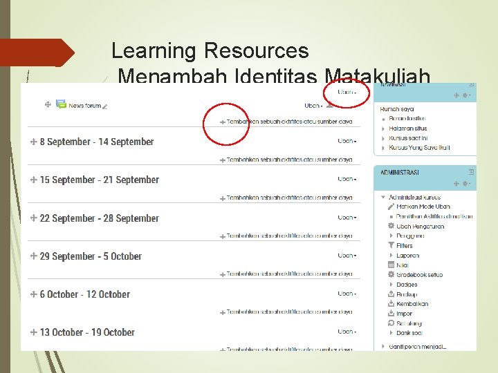 Learning Resources Menambah Identitas Matakuliah 