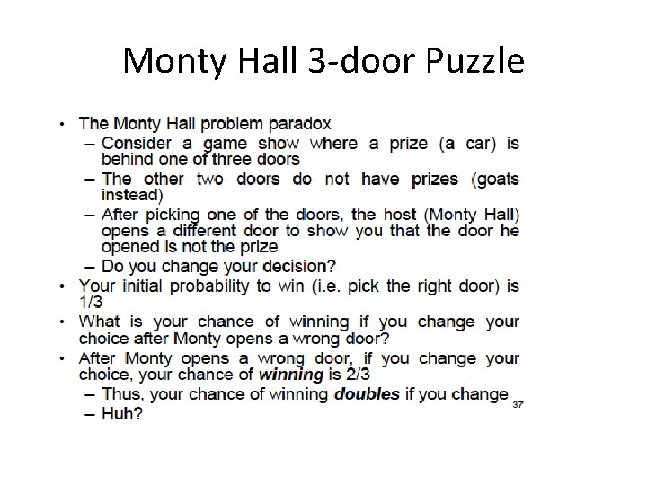 Monty Hall 3 -door Puzzle 