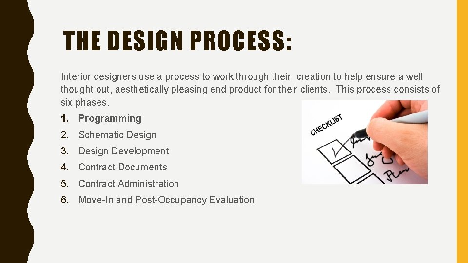 THE DESIGN PROCESS IN THE BEGINNING PREDESIGN Completed