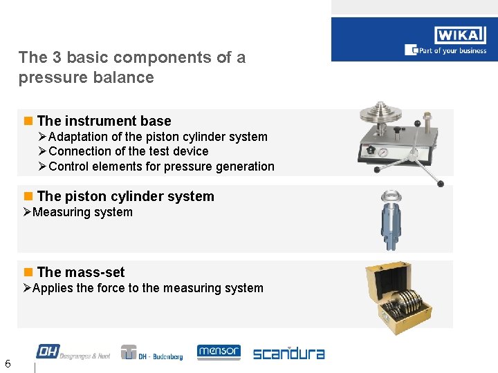 The 3 basic components of a pressure balance The instrument base ØAdaptation of the